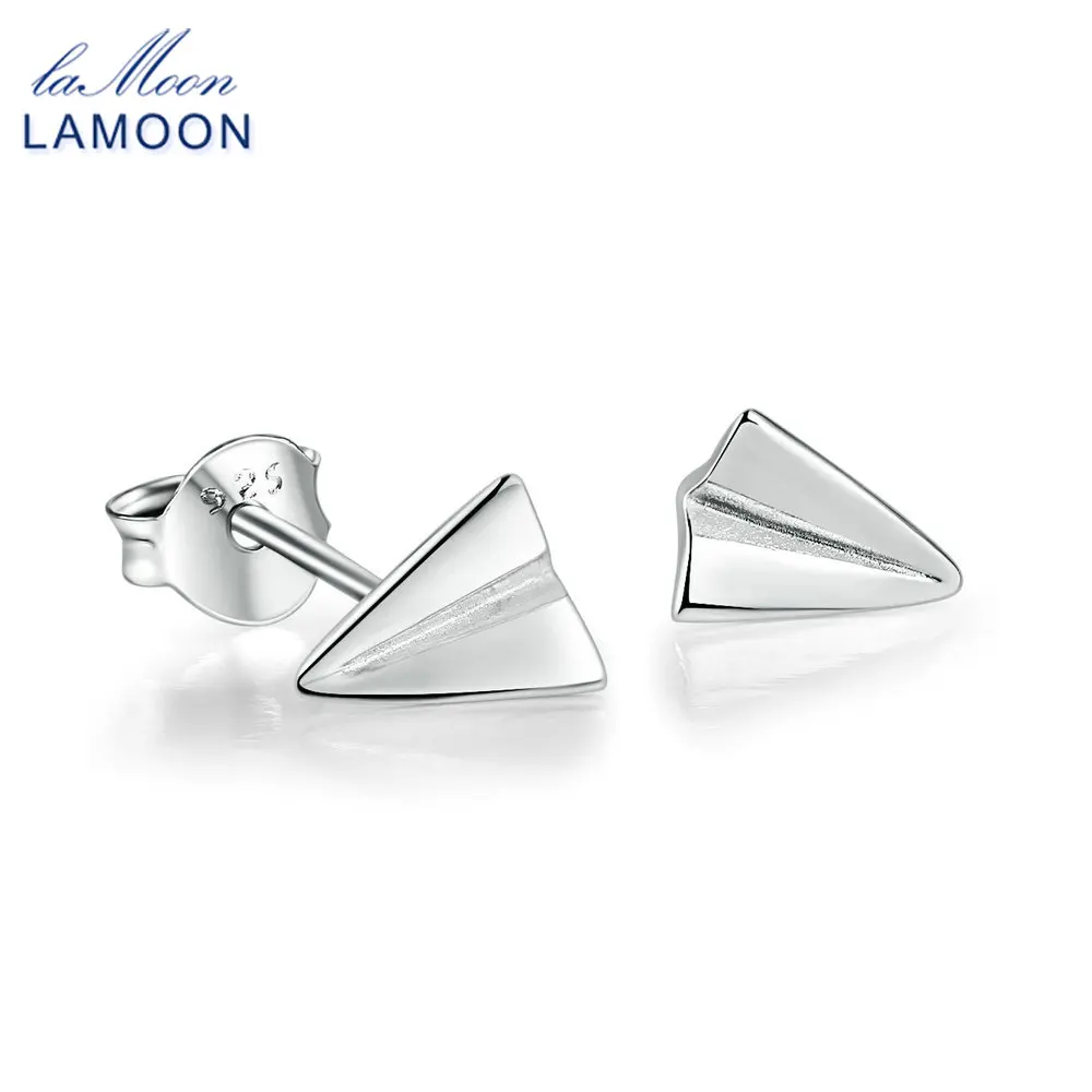 LAMOON 2018 NewFashion Airplane Shaped 100% Real 925-Sterling-Silver Stud Earrings S925 Fine Jewelry For Women Girl Gift LMEY161