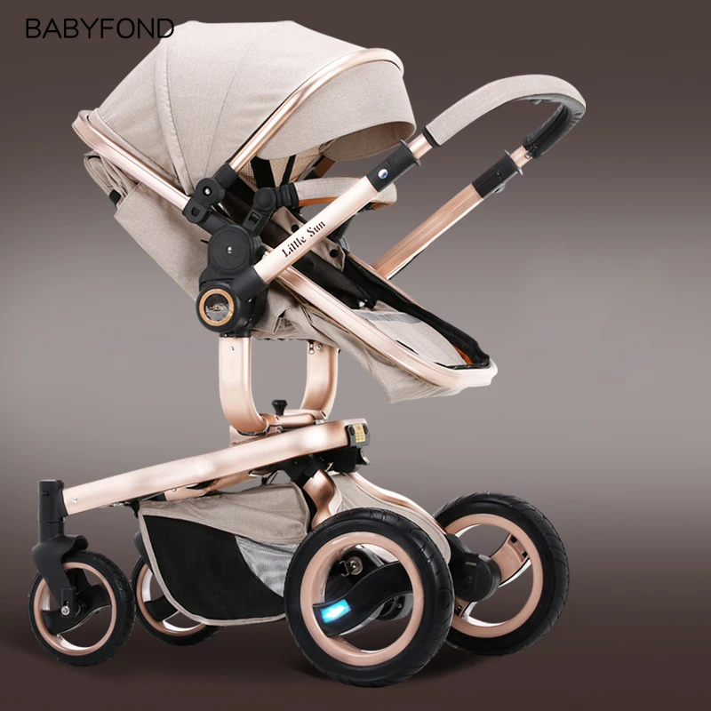 

The Small Sun Baby Cart Can Sit And Lie On The High Landscape, The Four Wheel Shockproof Super Wide Bidirectional Baby Trolley