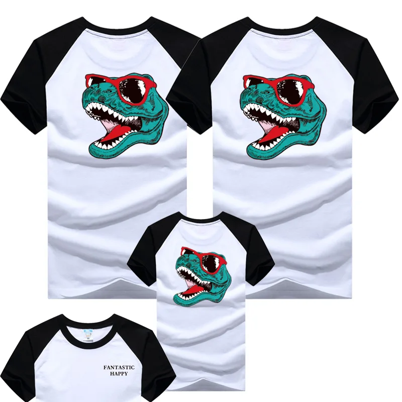 

1pcs Cute Dinosaur Animal Father Mother Family Matching Clothing Cotton Father Son T-shirts Tops Tees Couple