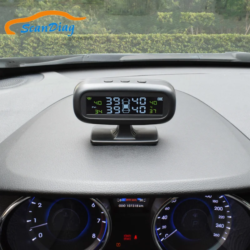 

TPMS Car Tire Pressure Monitoring System Alarm Windshield Tyre Sensor Solar Monitor Internal External Security Systems
