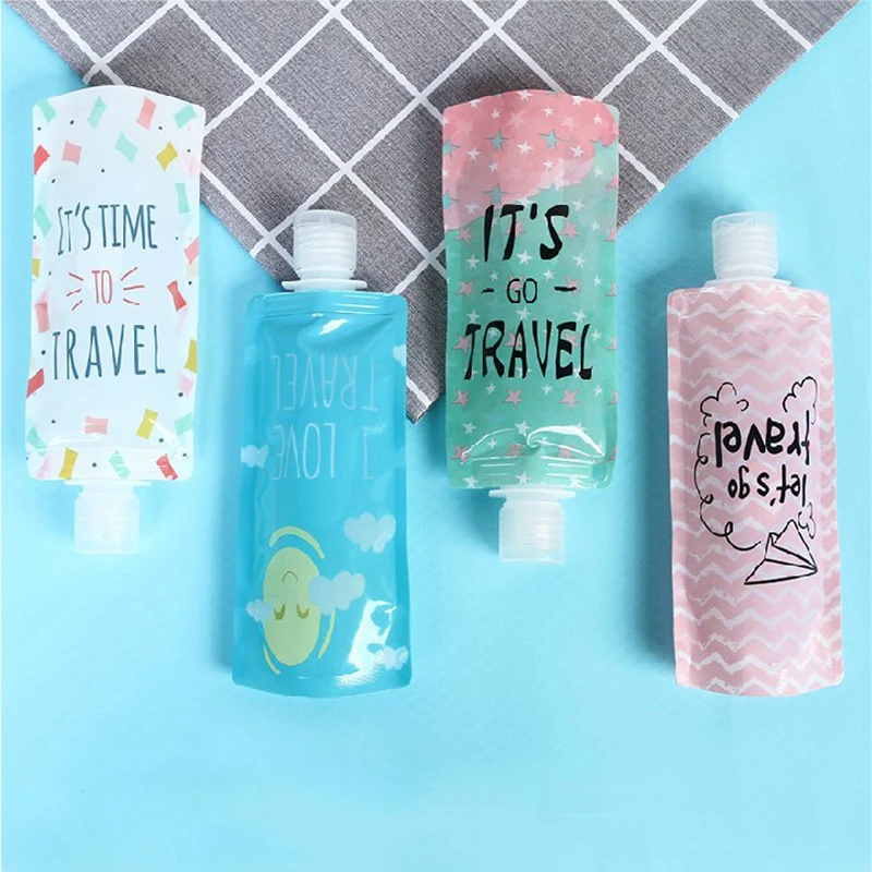 4Pcs Folding Lotion Separating Storage Bag Travel Business Emulsion Packing Bag Portable Shampoo Bottle Squeeze Makeup Container