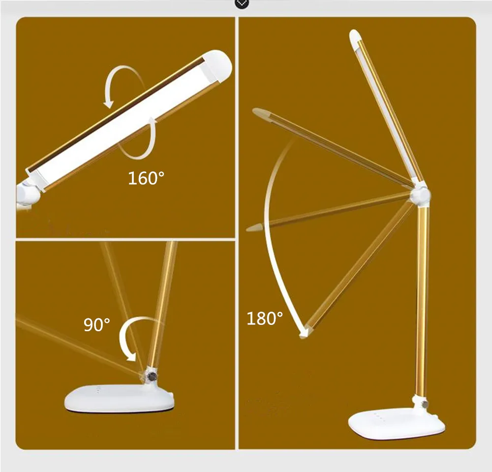 Настольный светильник защиты глаз затемнения теплый/холодный белый свет и день Регулируемый сенсорный контроллер Алюминий