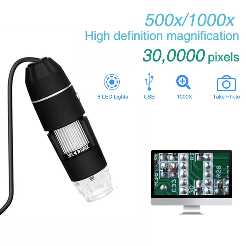 

8LED Black Real-Time Video Endoscope Photos Hand Held Endoscope Practical Inspection Camera Digital Microscope