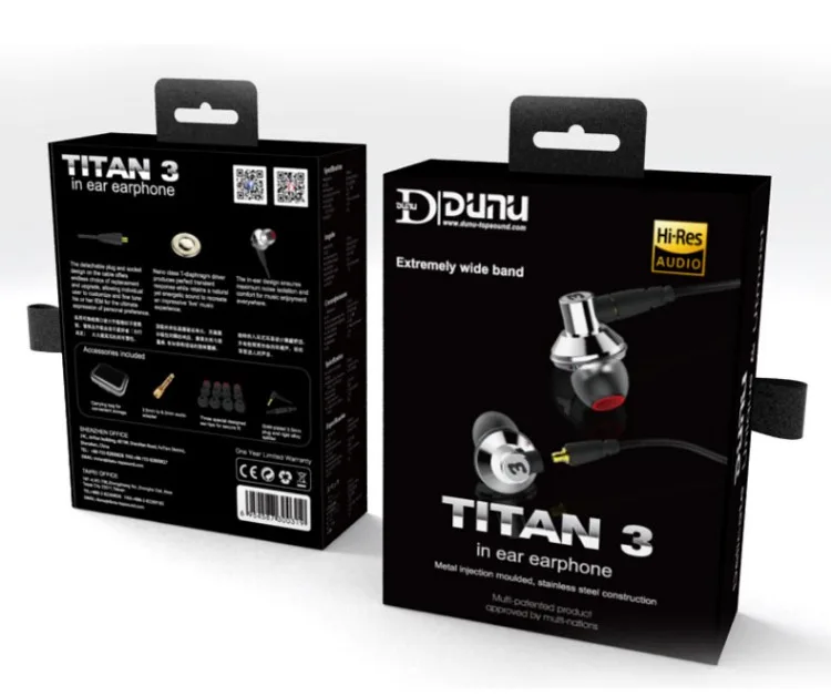 DUNU TITAN 3 Hi-Res аудио наушники Nano titanium диафрагма динамические вокальные Наушники Hi Fi стерео металл DJ гарнитура для телефонов плеер