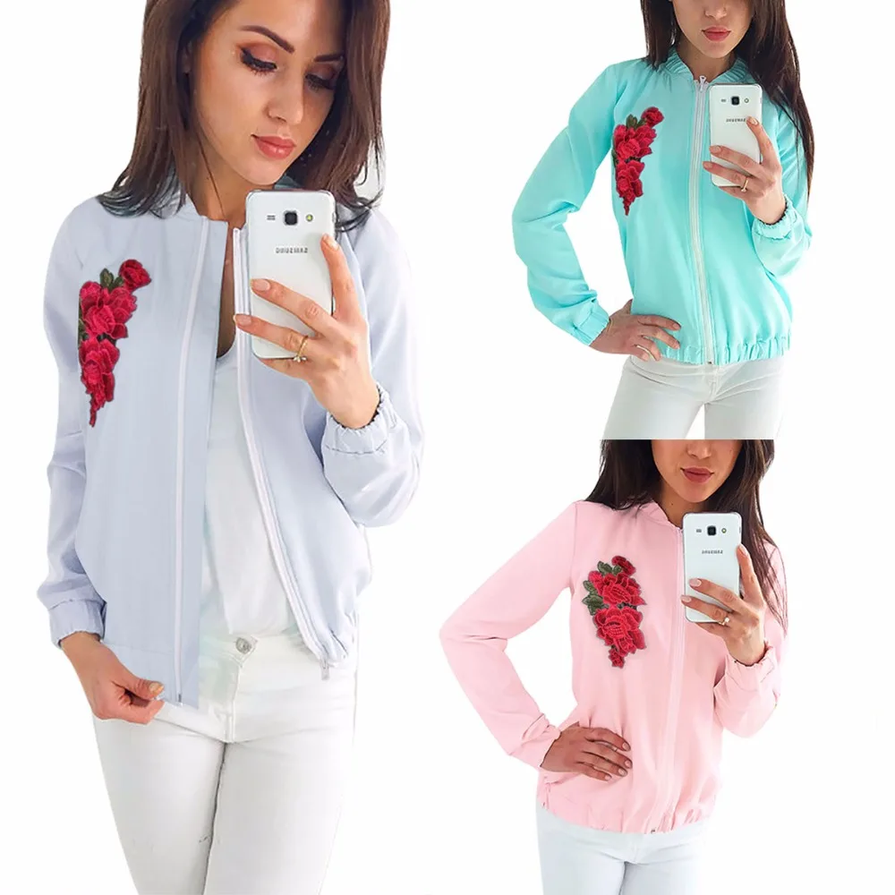 

Spring Europe and America is tasted newly hot and spicy recreational temperament decorous embroider female type zipper coat