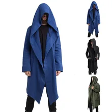 MJARTORIA Mens Open Front Long Sleeve Draped Lightweight Longline Hooded Cardigan Winter Coat with Pockets