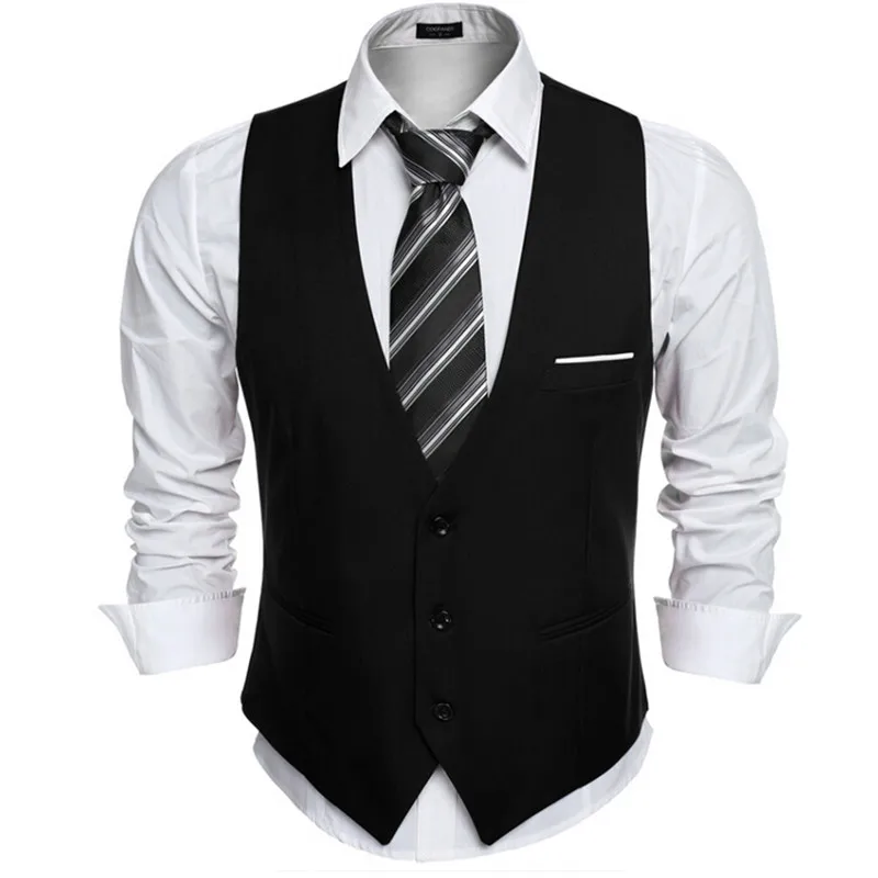 Dress Vests For Men Slim Fit Suit Vest Male Waistcoat Gilet Homme