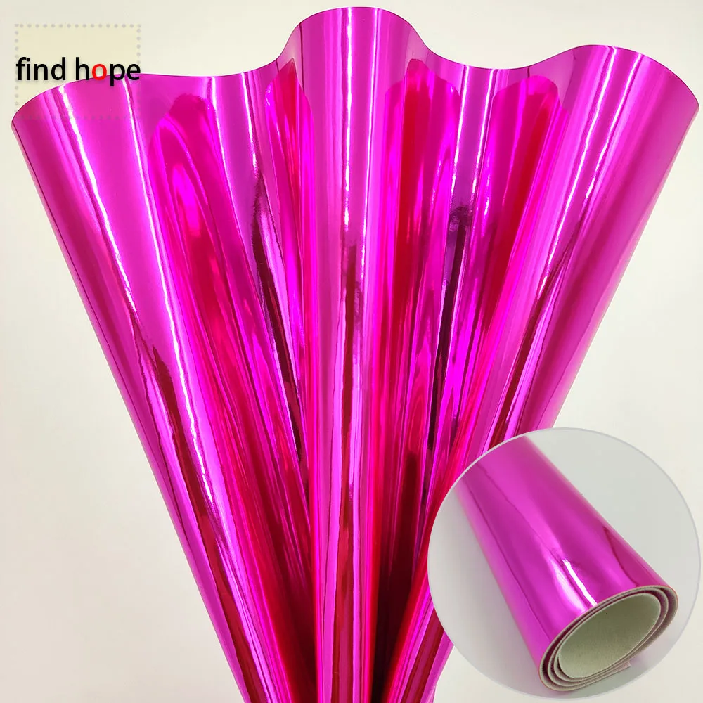 Зеркальные блестящие глянцевые тканевые листы из искусственной кожи зеркальные гальванические лазерные ткани DIY мешок шитье ремесло материал - Цвет: Rose Red(20 x 120cm)