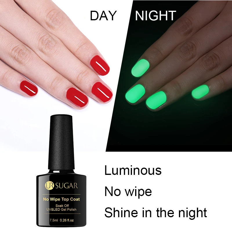 

UR SUGAR Luminous No Wipe Top Coat UV LED Gel Polish Soak Off Long-lasting Nail Gel Varnish Manicure
