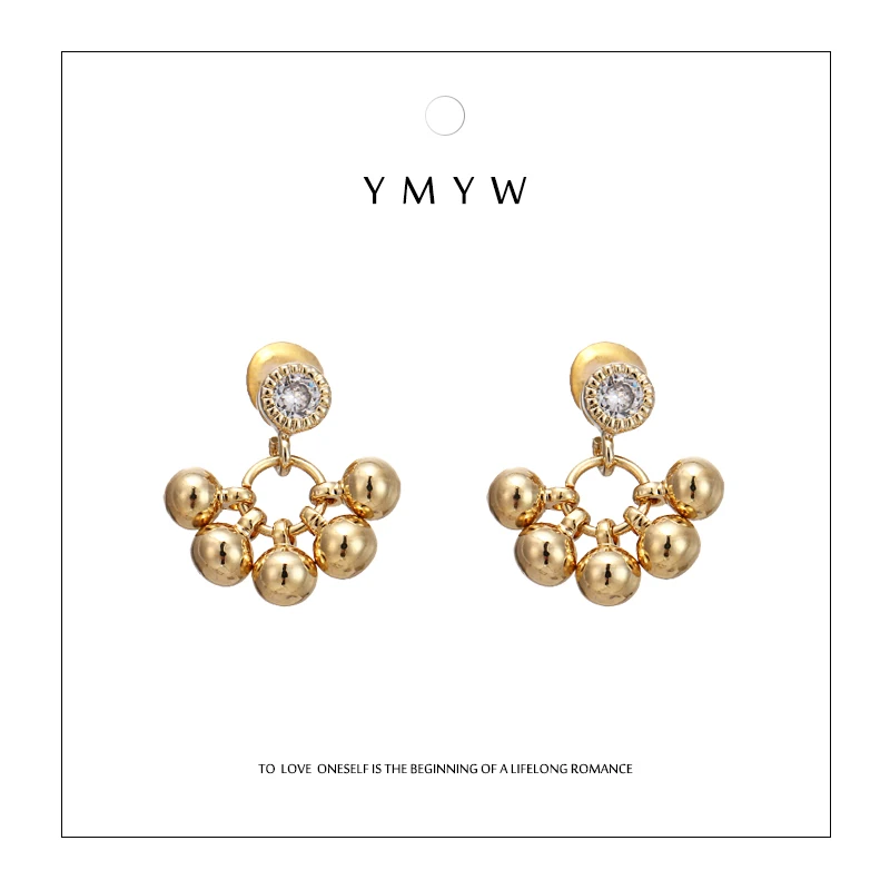 

YMYW Personalized Luxury Bling Zircon Dangle Earrings Copper Statement Ball Geometric Earrings for Women Bijoux En Argent 925