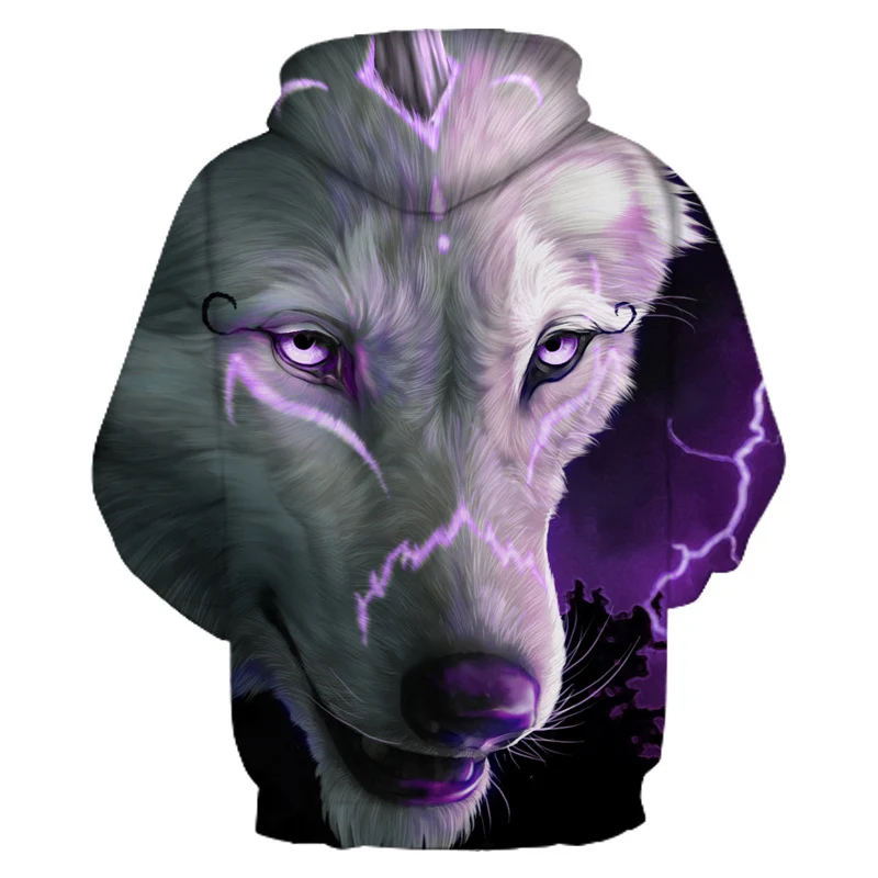 Толстовка для скейтборда Wolf 3D с цифровым принтом пуловер капюшоном мужчин и