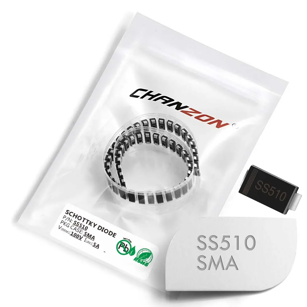 50 шт.) SS510 SMD Шоттки барьер выпрямитель диоды 5A 100 V SMA(DO-214AC) 5 ампер 100 Вольт