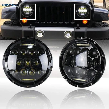 

2Pcs Hot sales 7Inch Round 75W Auto headlight led headlight car driving light 12/24V Off road led headlamps with DRL for Jeep