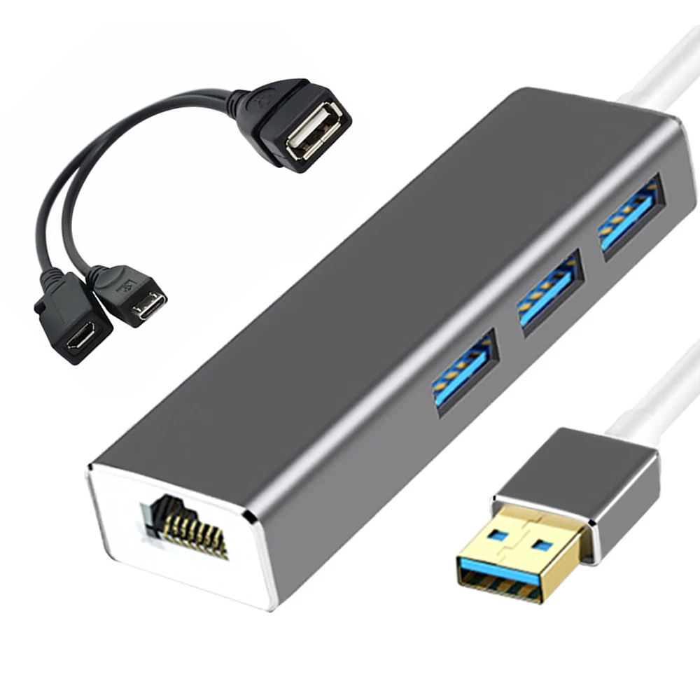 

New 3 USB Ports HUB LAN Ethernet Adapter + OTG USB CABLE for FIRE STICK 2ND GEN OR FIRE TV3