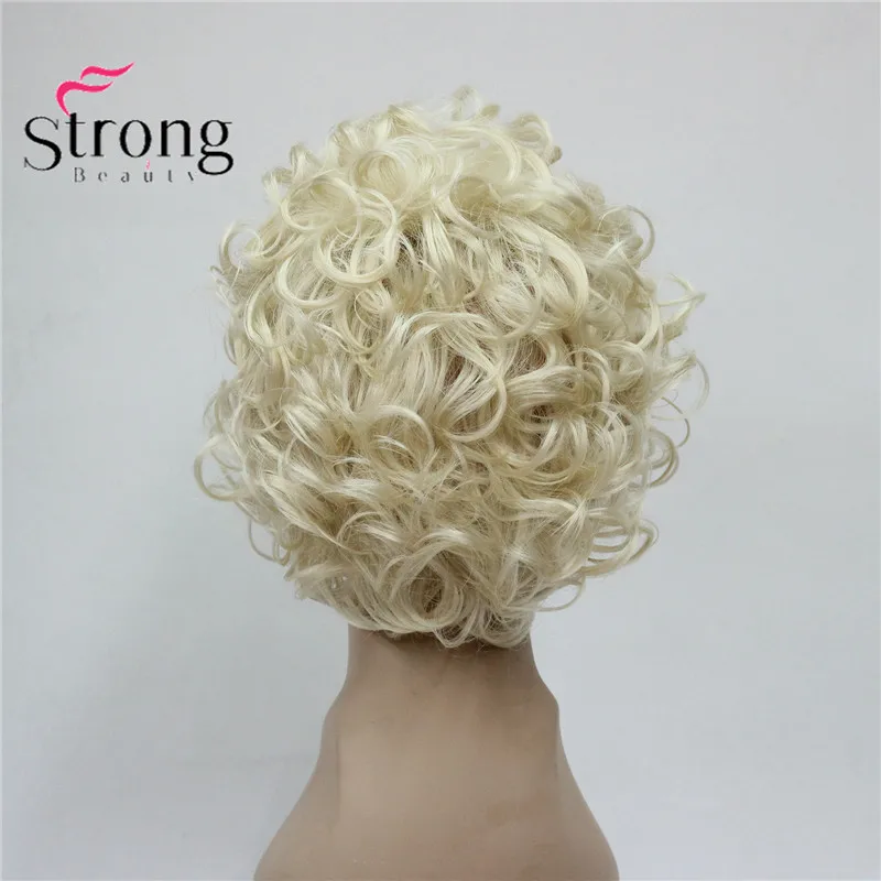 StrongBeauty короткий Мягкий Лохматый слоистый милый блонд кудрявый волнистый короткий синтетический Женский Повседневный Полный парик - Цвет: 613 light blonde