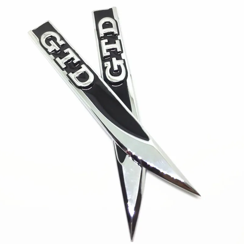 1 пара GTD логотип автомобиля Наклейка металлическая эмблема лезвие нож форма эмблема на крыло наклейка для Volkswagen polo golf 6 passat b5 T5 GLI skoda