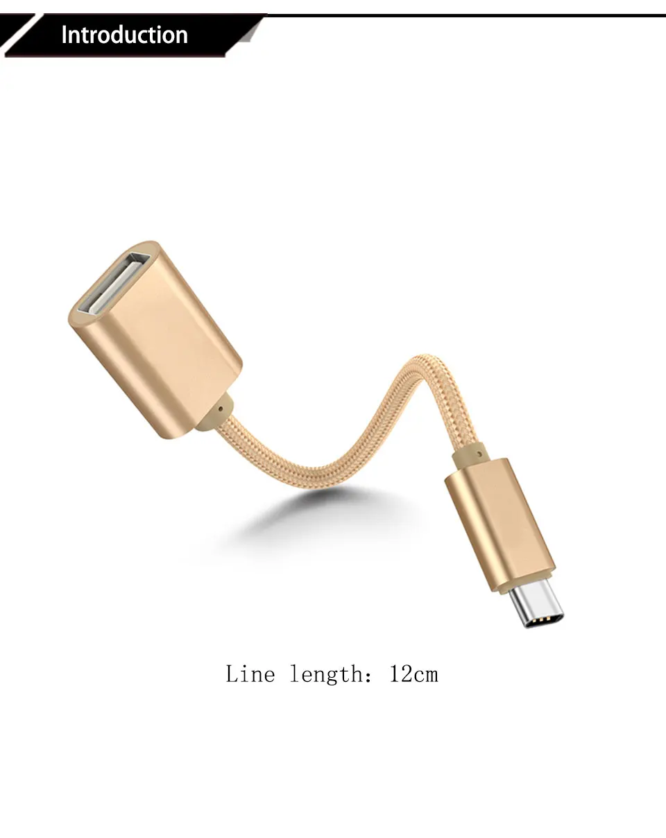 Type-c OTG Cable USB Female to Type C Male Adapter For Macbook Samsung S8 Plus Note 8 otg Cable For Nexus 5X 6P Xiaomi 5 (3)