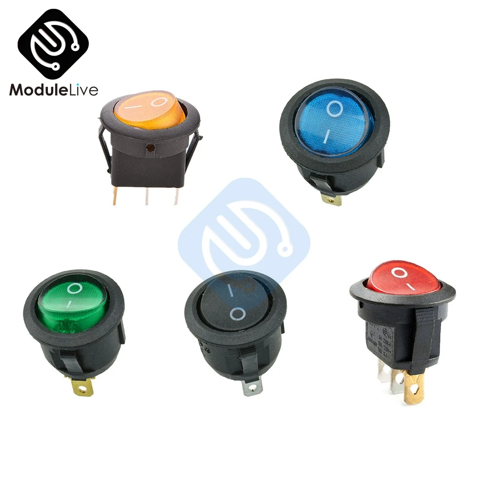 

5Pcs SPST Switch 125/250V Led Dot Light 3 pins 2Positions Rocker Switch ON-OFF illuminated Car Dashboard Dash Boat Toggle