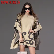 SC150 2018 Plus Size Knitted Loose Women Poncho Autumn Winter Sweater Fashion Casual Bat Sleeves Printed Pullovers Lady Coat SC150 2018 Plus Size Knitted Loose Women Poncho Autumn Winter Sweater Fashion Casual Bat Sleeves Printed Pullovers Lady Coat