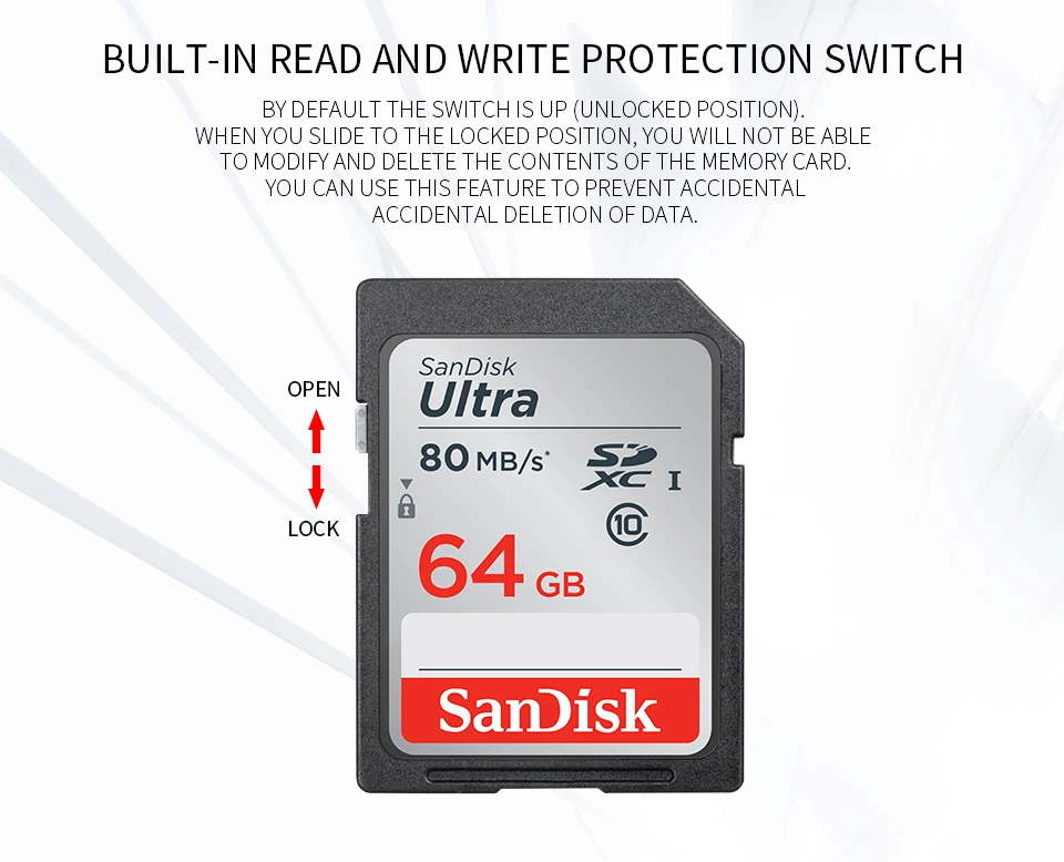 SanDisk SD карта C10 UHS-I слот для карт памяти Ultra SDHC/SDXC Class10 16 Гб оперативной памяти, 32 Гб встроенной памяти, 64 ГБ 128 80 МБ/с. читать Скорость для Камера