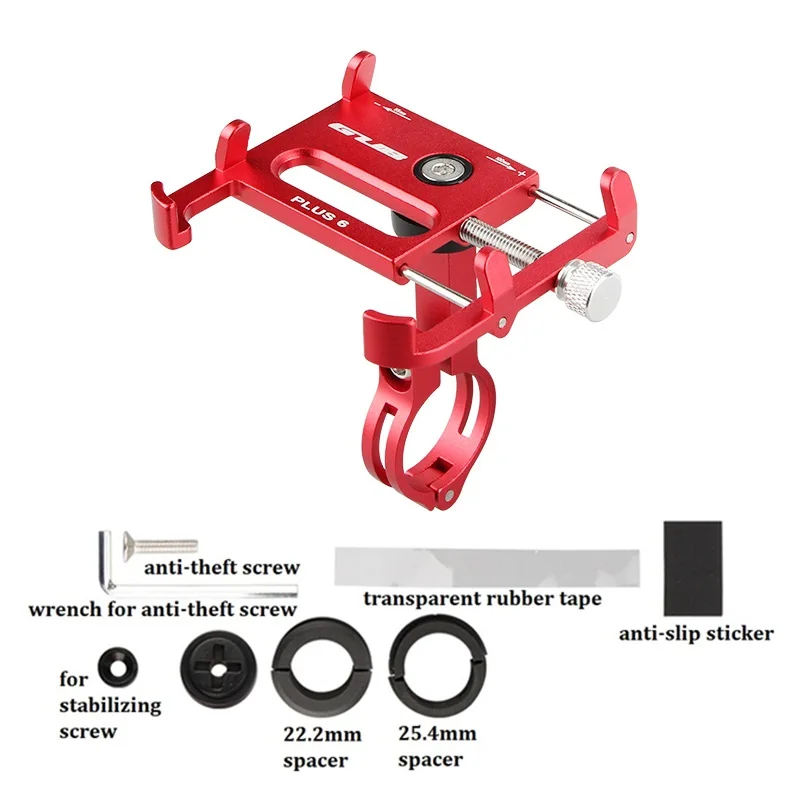 GUB Plus 6 мотоциклетный велосипедный держатель для сотового телефона алюминиевый Универсальный Регулируемый держатель для телефона держатель для смартфона руль велосипеда - Цвет: Red