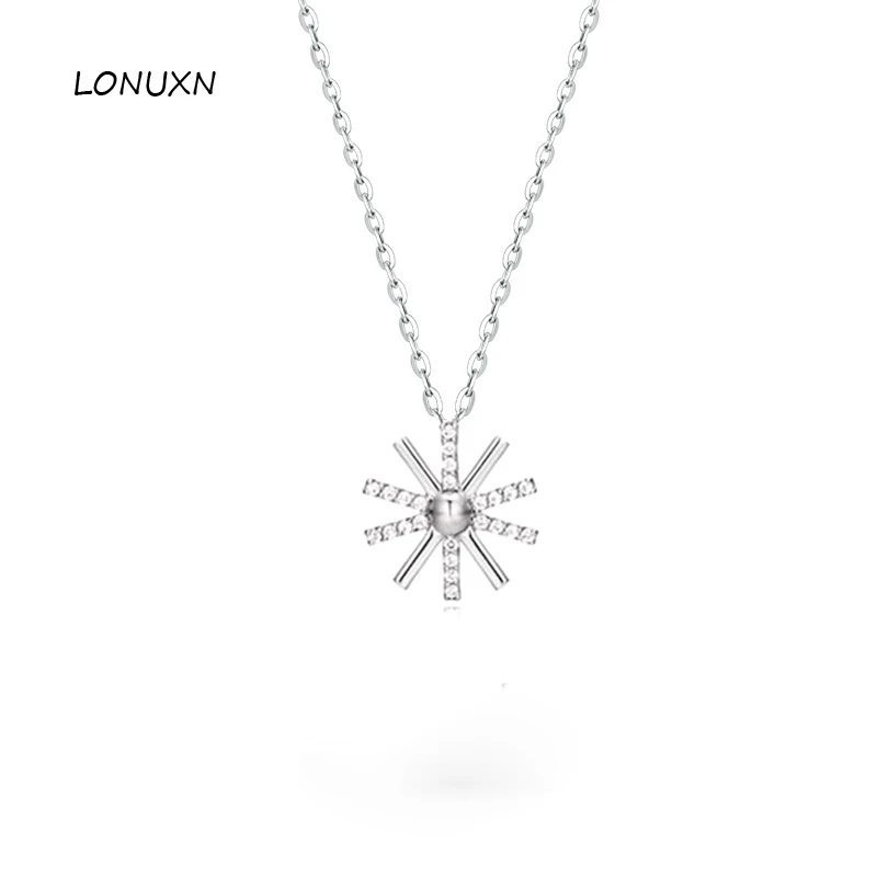 

high quality 925 Sterling Silver Necklace girls Korean style flowers AAA Zircon Pendant with chain cute gift female jewelry