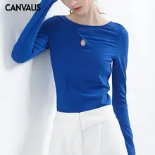 CANVAUS Красивая хлопковая футболка, женские хлопковые топы, базовые женские футболки, Классическая рубашка с v-образным вырезом, Модная хлопковая футболка для девочек, новинка YM0161