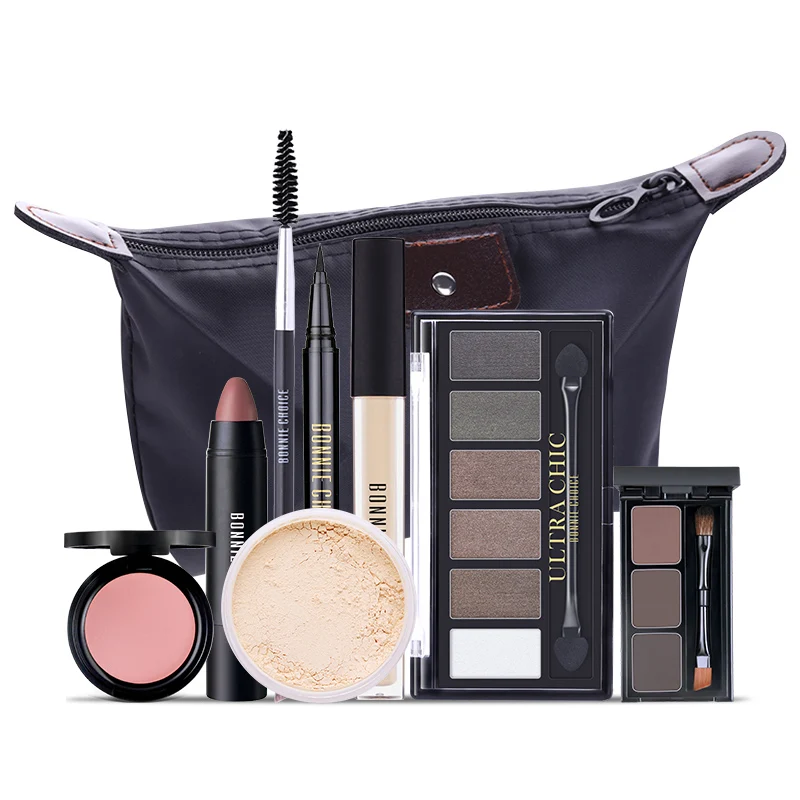 

BONNIE CHOICE 8 pcs/set Makeup set including Lipstick eyeliner Concealer Eyeshadow Eyebrow Smooth Powder Blush Cosmetics Set