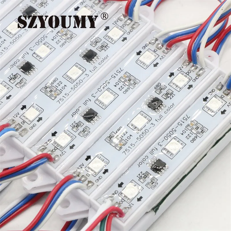 SZYOUMY 2811 IC 5050 SMD RGB светодиодный 3 светодиодный s гоночного света светодиодный пиксельный модульный Водонепроницаемый WS 2811 IC DC12V + 2 комплекта 21