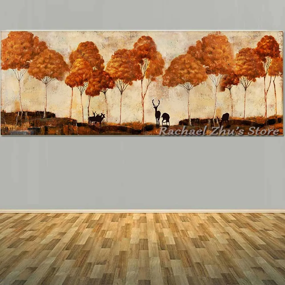 

Super Large Size Hand Painted Abstract Tree Landscape Oil Painting On Canvas Forest Tree Wall Picture Living Room Home Decor