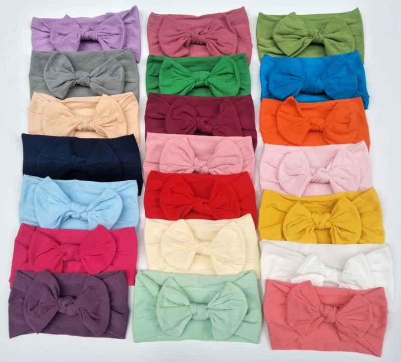 

36pc/lot Top Selling Wide Nylon Headband Nylon Bow Elastic Hair Bands Turban Newborn Girls Hair Accessories 21 Color Avaliable