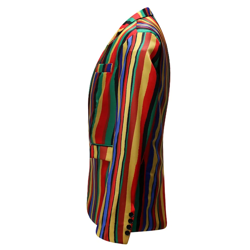 Мужской Блейзер masculino sobretudo мужские пиджаки модный полосатый костюм с зазубренными отворотами Slim Fit Стильный полиэстеровое пальто Z4