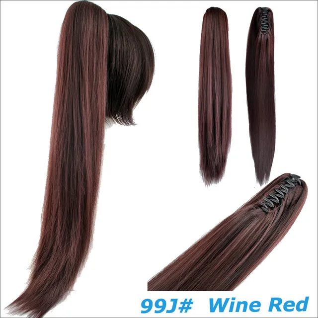 24'' 150g Women Long Straight Claw Clip In Hair Extensions Synthetic Hair Ponytails Cosplay Hair