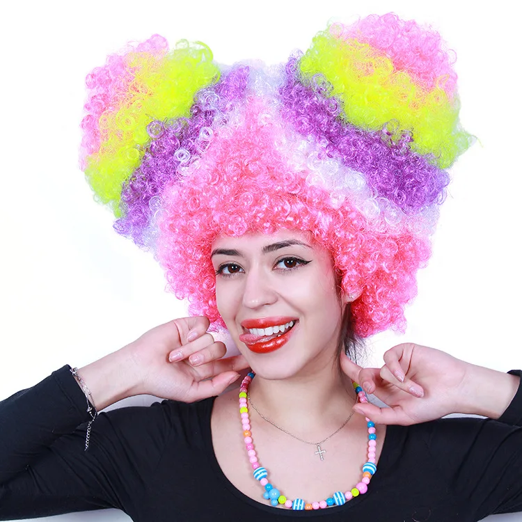 Парик для Хэллоуина с большими цветными волнами 20 шт.|wig pink|wig wigwig black white |