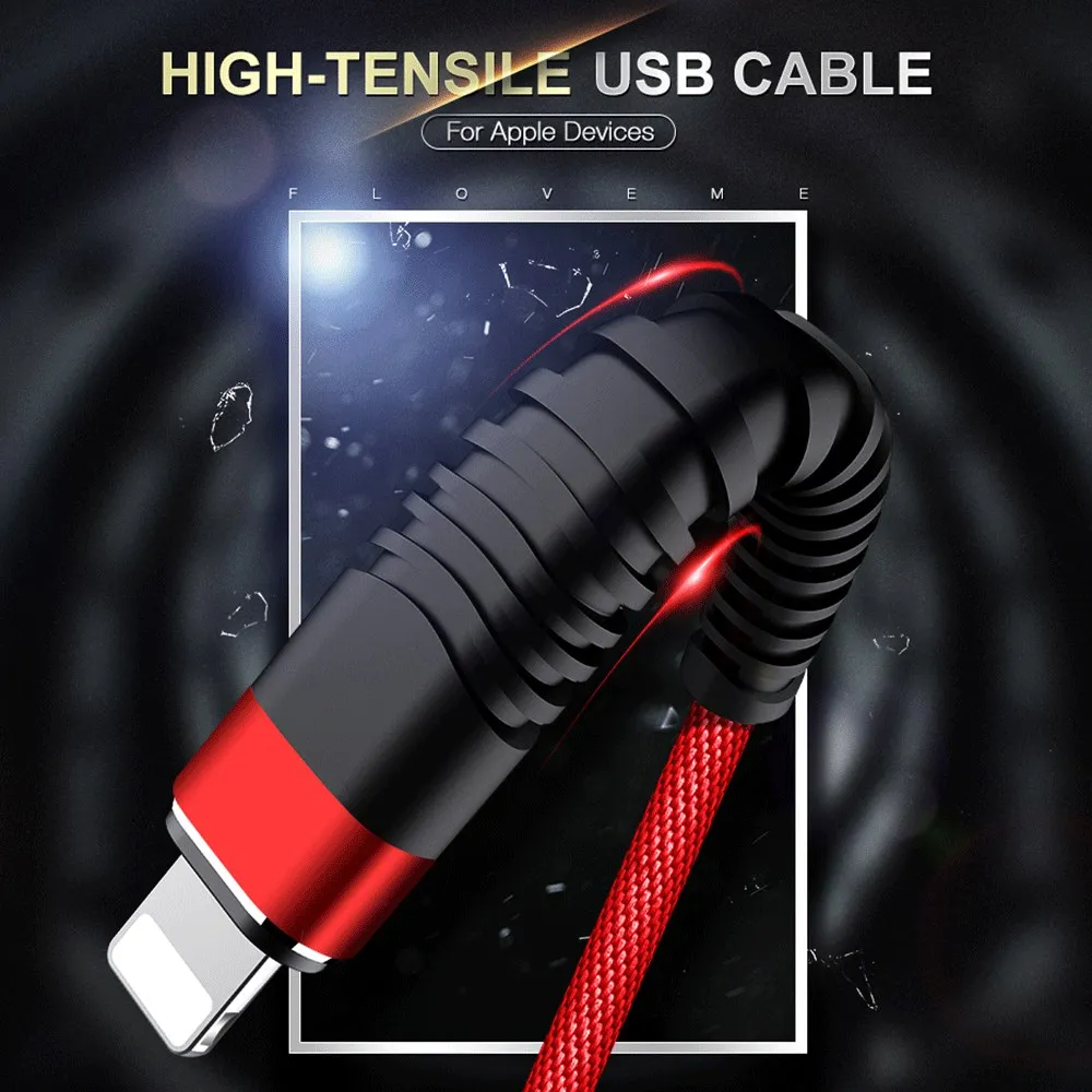 usb кабель айфон 10 для iPhone 7 plus se кабель Floveme высокая прочность USB кабель для iphone 8 6 6 S 7 Plus X для Lightning/USB оплетка 2A зарядный кабель для передачи данных для Ipad 1 2 зарядное устройство