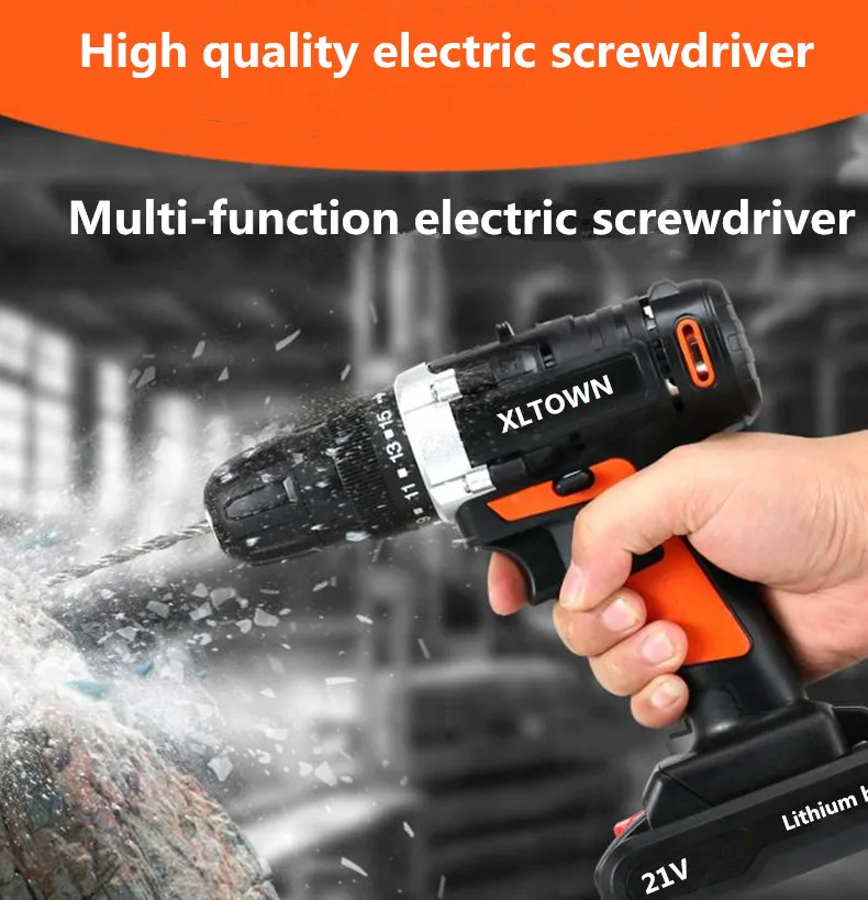 Xltown 21vCordless двухскоростная электрическая дрель с 2 батареями литиевая батарея