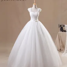 Тюлевое бальное платье принцессы с цветочным рисунком и рукавами-крылышками; пышное свадебное платье с бантом; дебютантное платье; Vestidos de Noiva; реальные фотографии