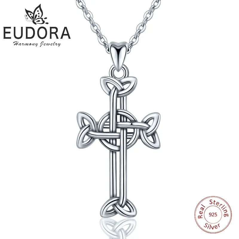 Eudora 925 пробы Серебряный ирландский кельтический крест женское ожерелье изящное