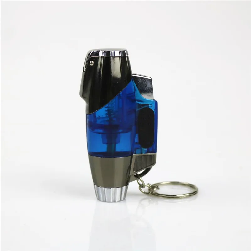 Компактный струйный бутановый зажигалка, фонарь, ветрозащитная, светодиодный, турбо-трубка, зажигалка для сигар, брелки, 1300 C, без газа