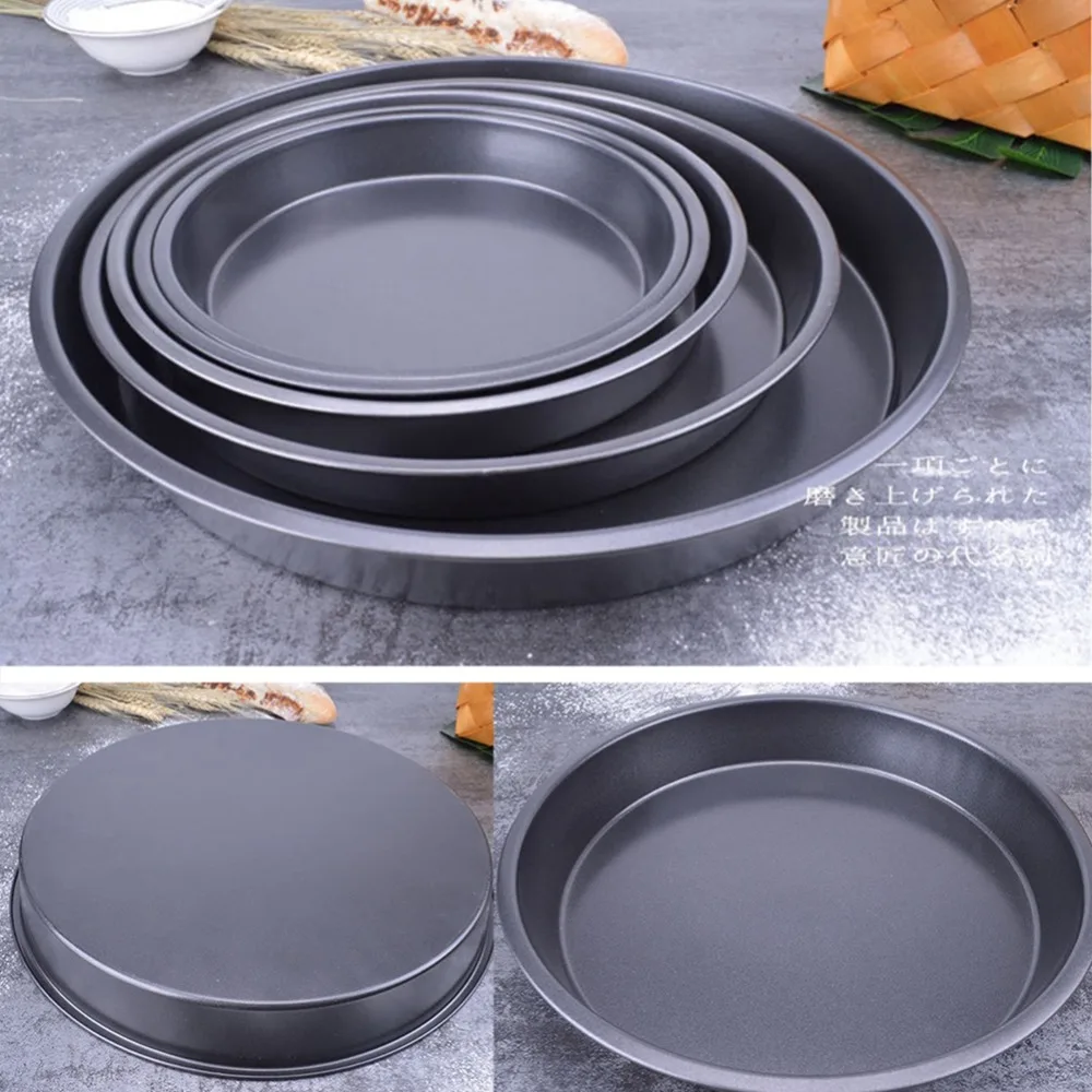 1Pcs Kitchen accessories Non-Stick Carbon Steel Thicken Round Pizza Pans Baking Dish Bakeware Tray Parquet baking pan mould  (7)