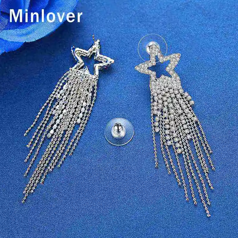 Висячие серьги в форме звезды Minlover для женщин богемные длинные висячие невесты