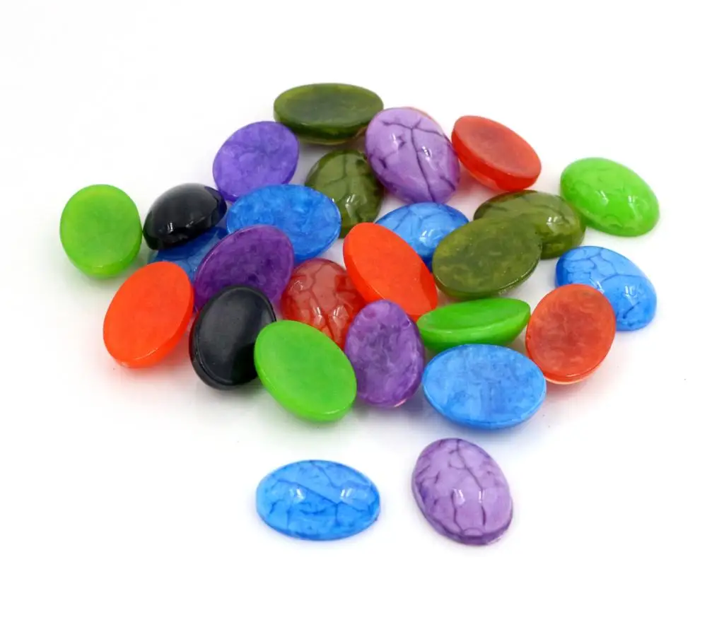 

10x14mm 40pcs/Lot Oval Style New Fashion Mix Color Flat back Resin Cabochons Cameo -V5-27