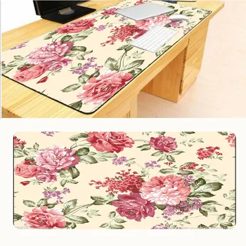 

Mairuige Print Locking Edge Pink Flower Buds PaintingTexture MousePads Computer Gaming Mouse Pad Gamer Play Mats XL 900*400mm
