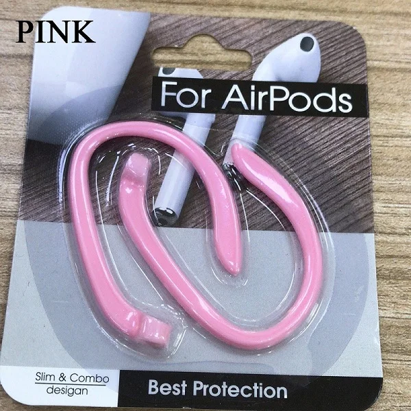 Для Apple Airpods защитные Крючки Держатель безопасности подходят Крючки Беспроводные наушники аксессуары силиконовые спортивные анти-потеря ушной крючок - Цвет: Розовый