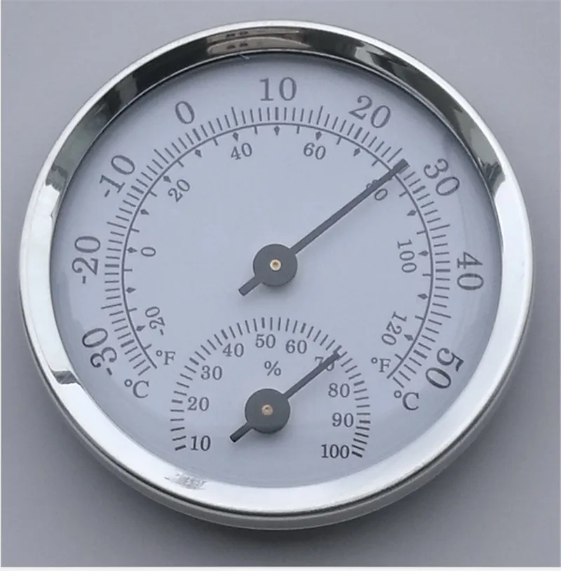 Yooap мини круглый двойной циферблат термометр гигрометр в форме измерения внутренней наружной температуры стены влажности-золото и серебро - Цвет: Серебристый