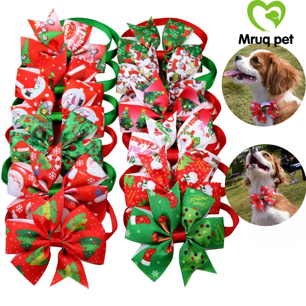 60/120pcs Christmas Pet Puppy Dog Cat Bowties/Bow ties Adjustable Dog