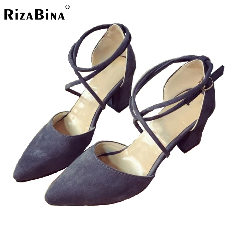

Sexy Lady High Heel Sandals Women Pointed Toe Ankle Strap Thick Heels Sandal Party Wedding Shoes Soft Female Footwear Size 36-40