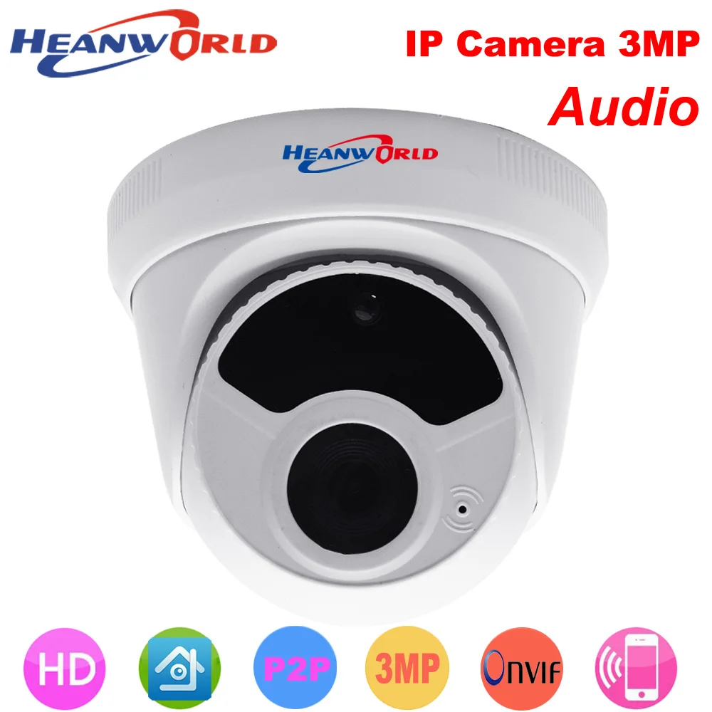 Heanworld HD IP Камера 3MP 5MP купольная Камера indoor с микрофоном Звук Ночное Видение видеонаблюдения камера ip cam P2P ONVIF H.265