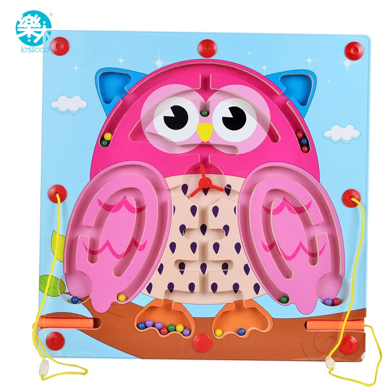 

Logwood Baby wooden toy Maze Puzzle Wood Animal Wood Magnetic labyrinth table game Educational children gifts