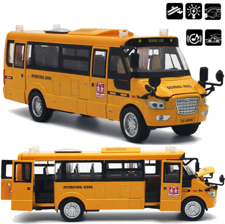 

1:32 Scale Big Size America School Bus Diecast Metal Car With Pull Back Flashing Model Cars Boy Toys Collection Free Shipping